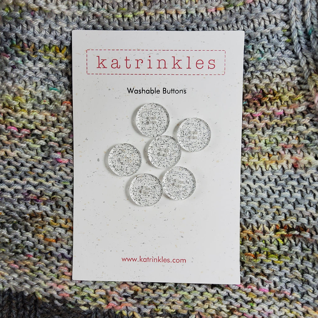 Kat Button Katrinkles Acrylic Buttons in Quartz Crystal Glitter – KnitWit Yarn Shop