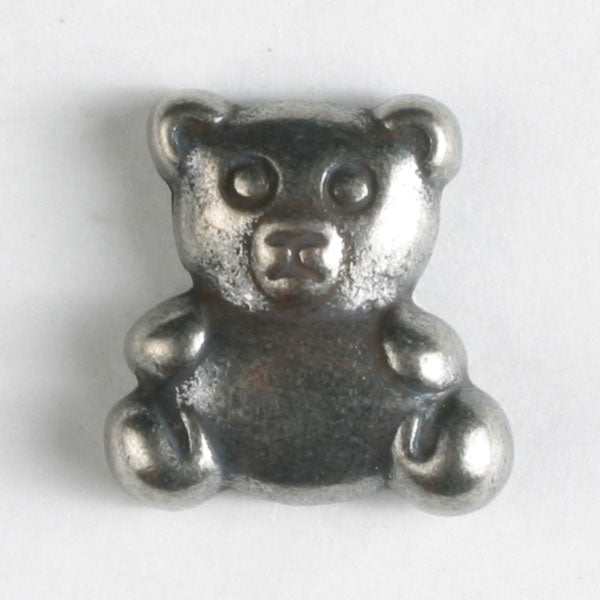 Silver Teddy Bear Button