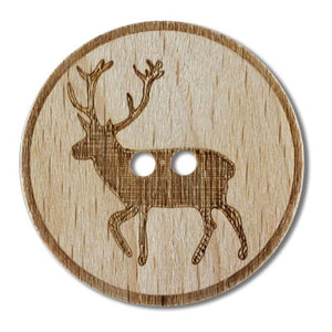 Wood Button Deer 4-Holes - Size: 23mm