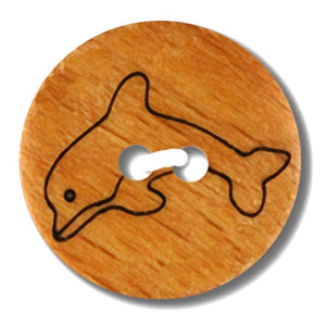 Wood Button Dolphin 2-Hole