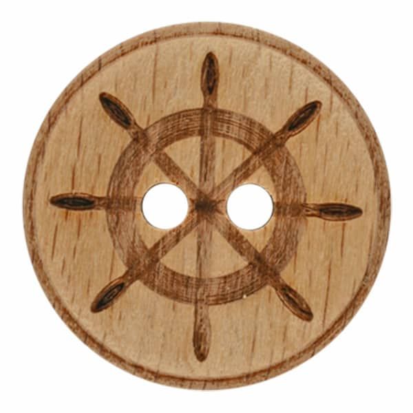 Wood Button Ship Steering Wheel 2-Holes