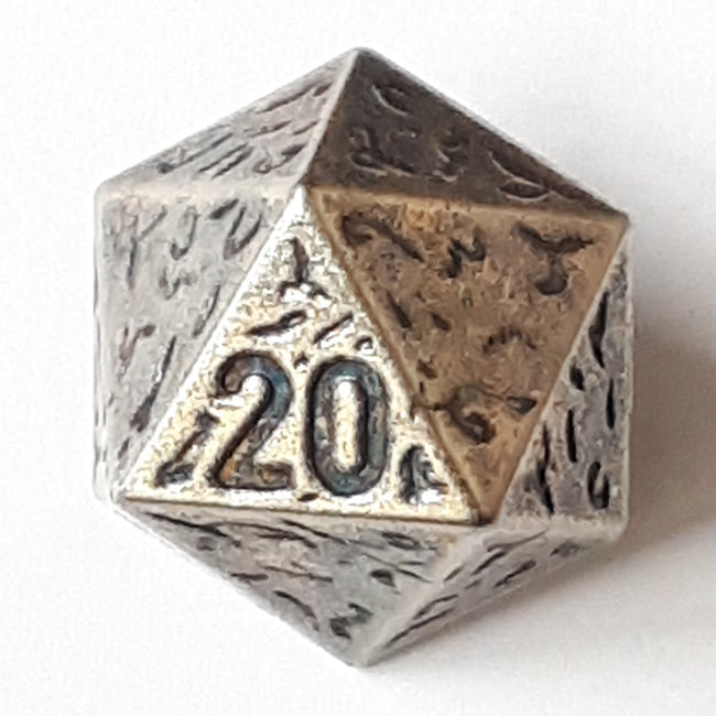 Silver D20 Button