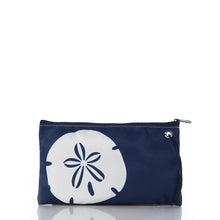 Load image into Gallery viewer, Sea Bags - White on Navy Sand Dollar Large Wristlet
