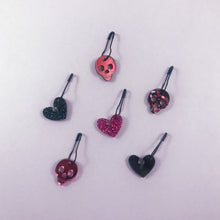 Load image into Gallery viewer, Valentine&#39;s Day Skulls and Broken Hearts - Acrylic Stitch Markers
