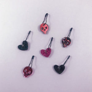Valentine's Day Skulls and Broken Hearts - Acrylic Stitch Markers
